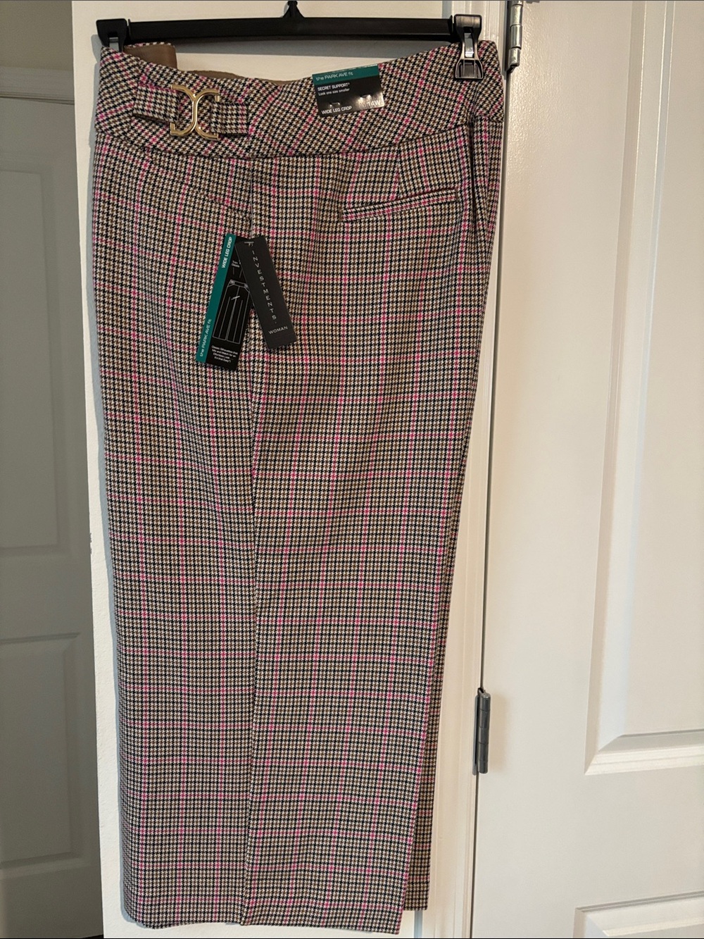 Investments Wide-Leg Checkered Pants in Black, Gray & Pink